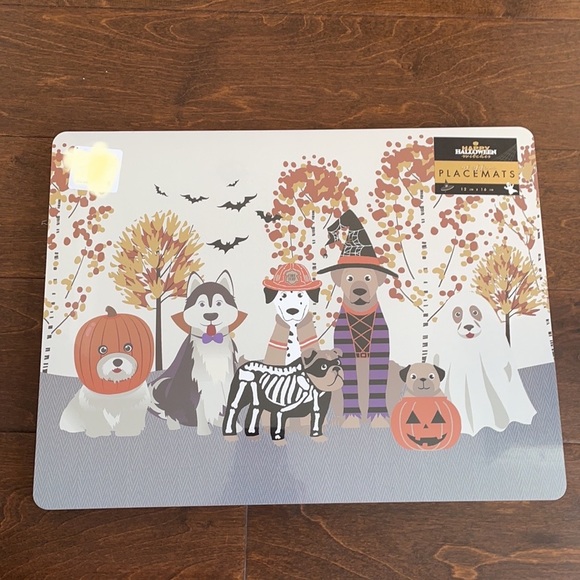 Halloween dog themed placemats set of 4 cork back - Picture 1 of 5